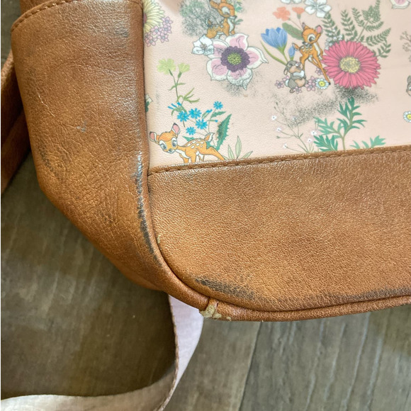 DISNEY x LOUNGEFLY Bambi Cast Floral Print Mini Simulated Leather Backpack - Picture 11 of 16
